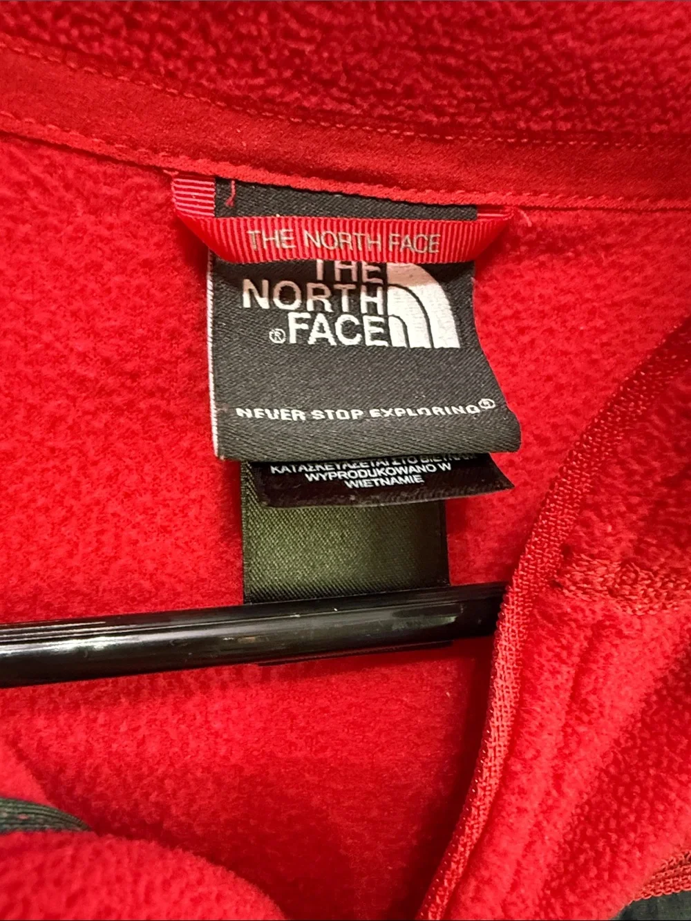 The North Face Men’s Red Lightweight Fleece Pullover with Black Chest Pocket